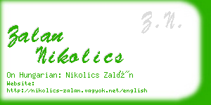 zalan nikolics business card